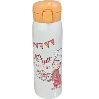 【おさるのジョージ】【Aオレンジ×ホワイト】おさるのジョージワンプッシュステンレス水筒500ml