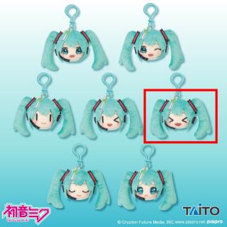 【初音ミク】【E目閉じ＋口開け】初音ミク　チャーム付きフェイスぬいぐるみマスコット