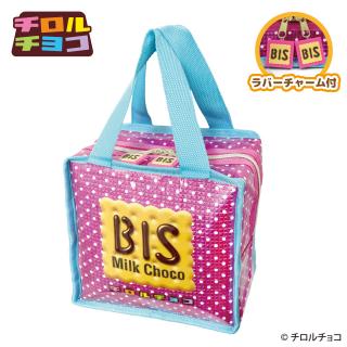 【コラボプライズ】【Aピンク(持ち手ブルー)】チロルチョコ 保温保冷グリッターランチバッグ