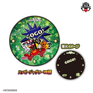 【ジャグラー】【BハッピージャグラーⅧ柄(グリーン)】JUGGLER 蓄光ウォールクロックvol.7