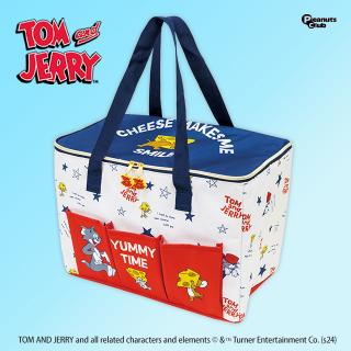 【トムとジェリー】【A持ち手ネイビー】トムとジェリー 保温保冷バッグ(ロゴチャーム)