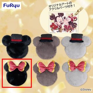 【ディズニー】【Dミニーブラック】ミッキー＆ミニー セレブリティフォト ストラップ付きファーポーチ