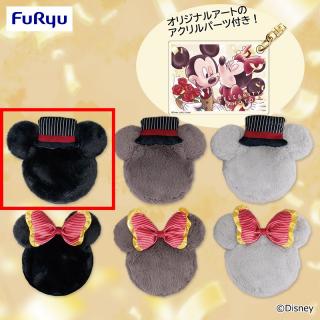 【ディズニー】【Aミッキーブラック】ミッキー＆ミニー セレブリティフォト ストラップ付きファーポーチ