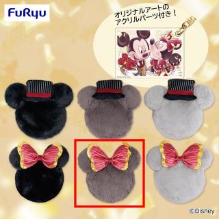 【ディズニー】【Eミニーグレー】ミッキー＆ミニー セレブリティフォト ストラップ付きファーポーチ