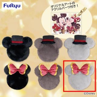 【ディズニー】【Fミニーライトグレー】ミッキー＆ミニー セレブリティフォト ストラップ付きファーポーチ