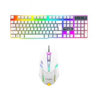 【家電製品(プライズ)】【B:White】スクエアボタン ゲーミングキーボード&マウス YD-2703
