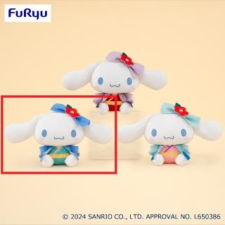 【サンリオ】【Aリボン青】シナモロール 和風おめかしぬいぐるみ