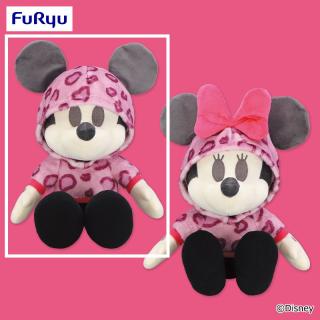 【ディズニー】【Aミッキー】ミッキー＆ミニー デココレ ピンクレオパードBIGぬいぐるみ