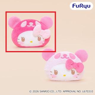 【サンリオ】【Aピンク】パンダ ハローキティ まるっこヘッドBIGぬいぐるみ
